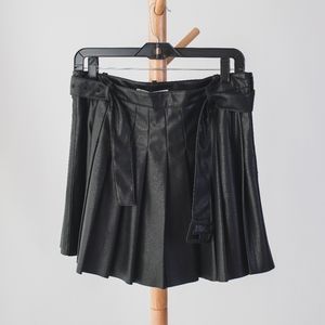 Zara faux leather pleated skirt skort with belt